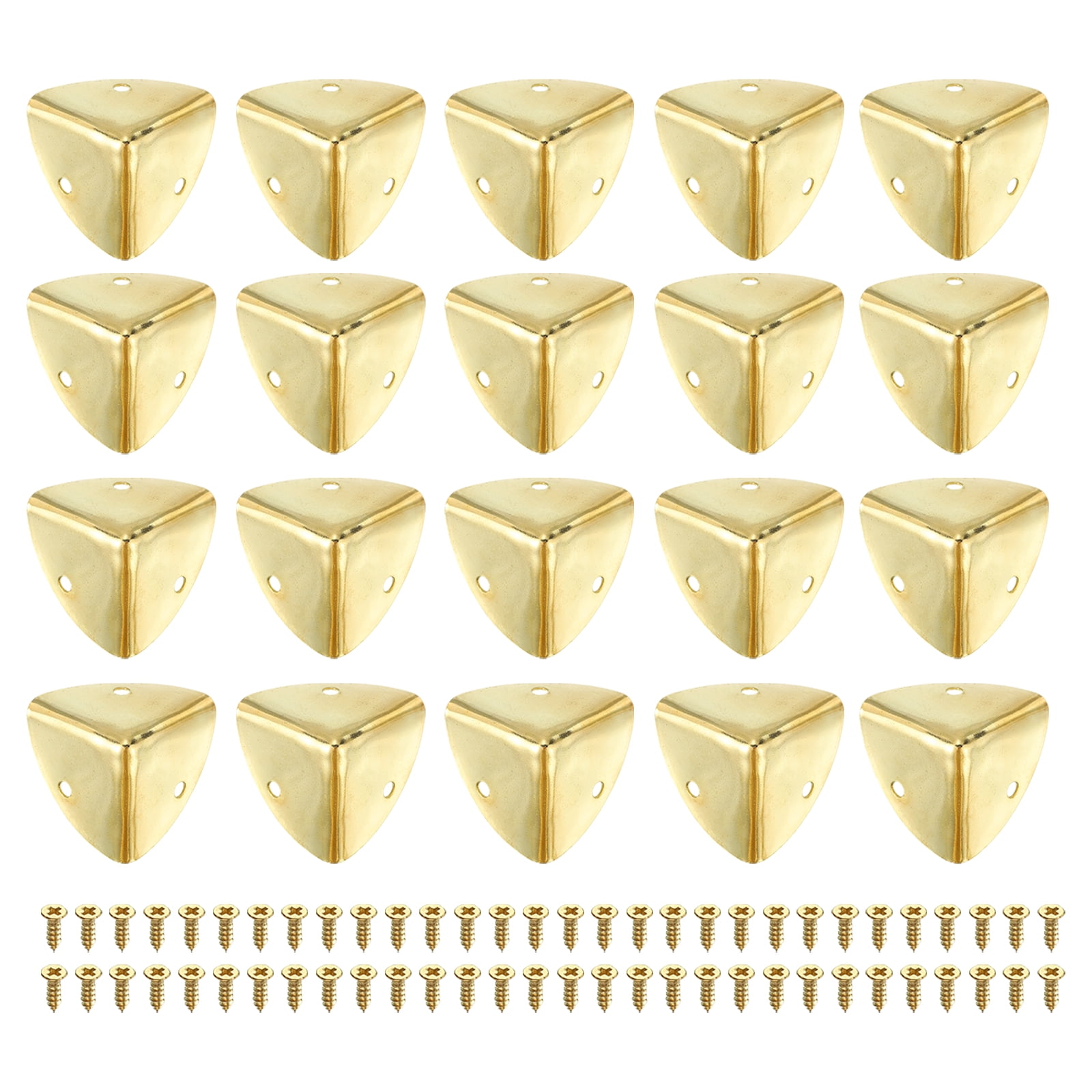Uxcell 20 Pack Decorative Box Corner Cover, 40mm Metal Edge Guard, Furniture Corner Edges Protector with Screws, Gold