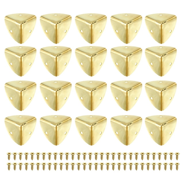 Uxcell 20 Pack Decorative Box Corner Cover, 40mm Metal Edge Guard, Furniture Corner Edges Protector with Screws, Gold