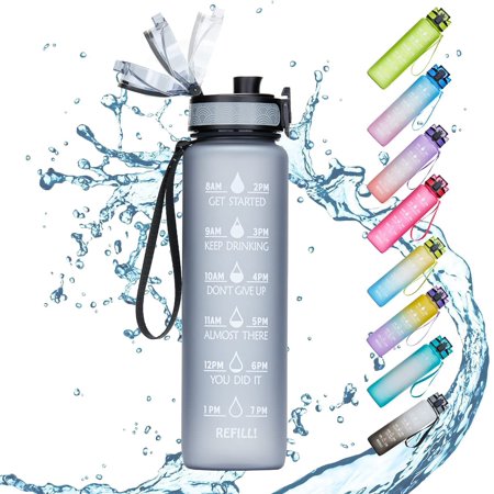 32oz Motivational Fitness Sports Water Bottle with Time Marker ...