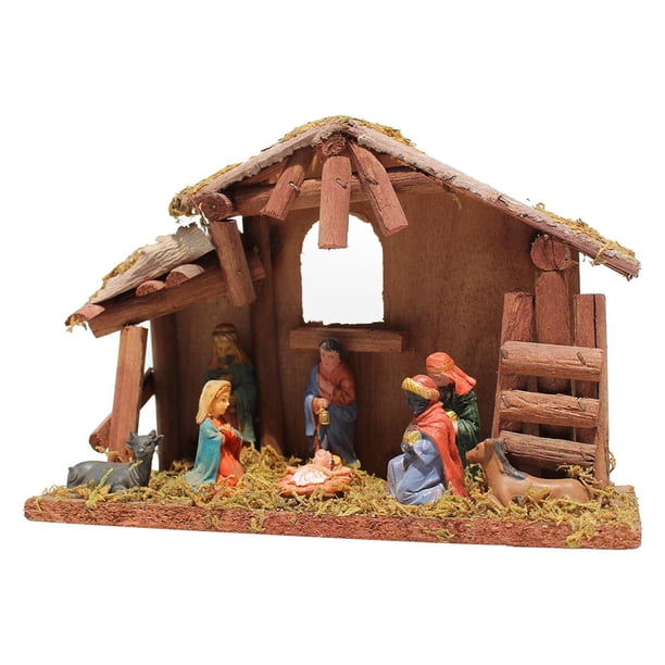 Bearachild Escena de la Natividad tradicional Decoración Resina Navidad Natividad Decoración Pintada a mano Festival Exhibición Decoración para jardín Kits de decoración para fiestas No.1 Bearachild HA028125-01