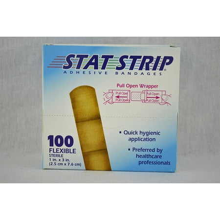 Strip Badges - Adhesive Bandages 100 Flexible LATEX FREE 1x3 inch By STAT STRIP
