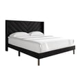 thumbnail image 2 of Castle Place Modern Glam Velvet Upholstered Wingback King Bed, Black, 2 of 11