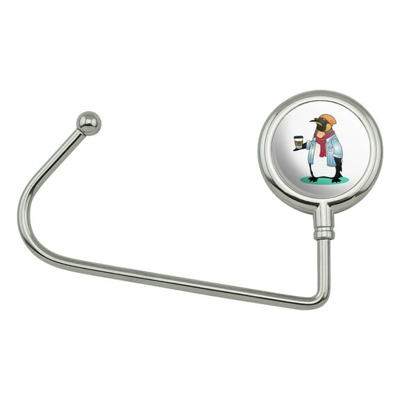 Cool Penguin Hipster with Coffee Purse Bag Hanger Holder Hook
