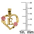 thumbnail image 2 of Genuine 14k Two-tone Gold 0.66" Floral Heart Initial E Pendant Necklace 16", 18", 20", 22" Trendy Charm Initial Necklaces for Women, 2 of 7