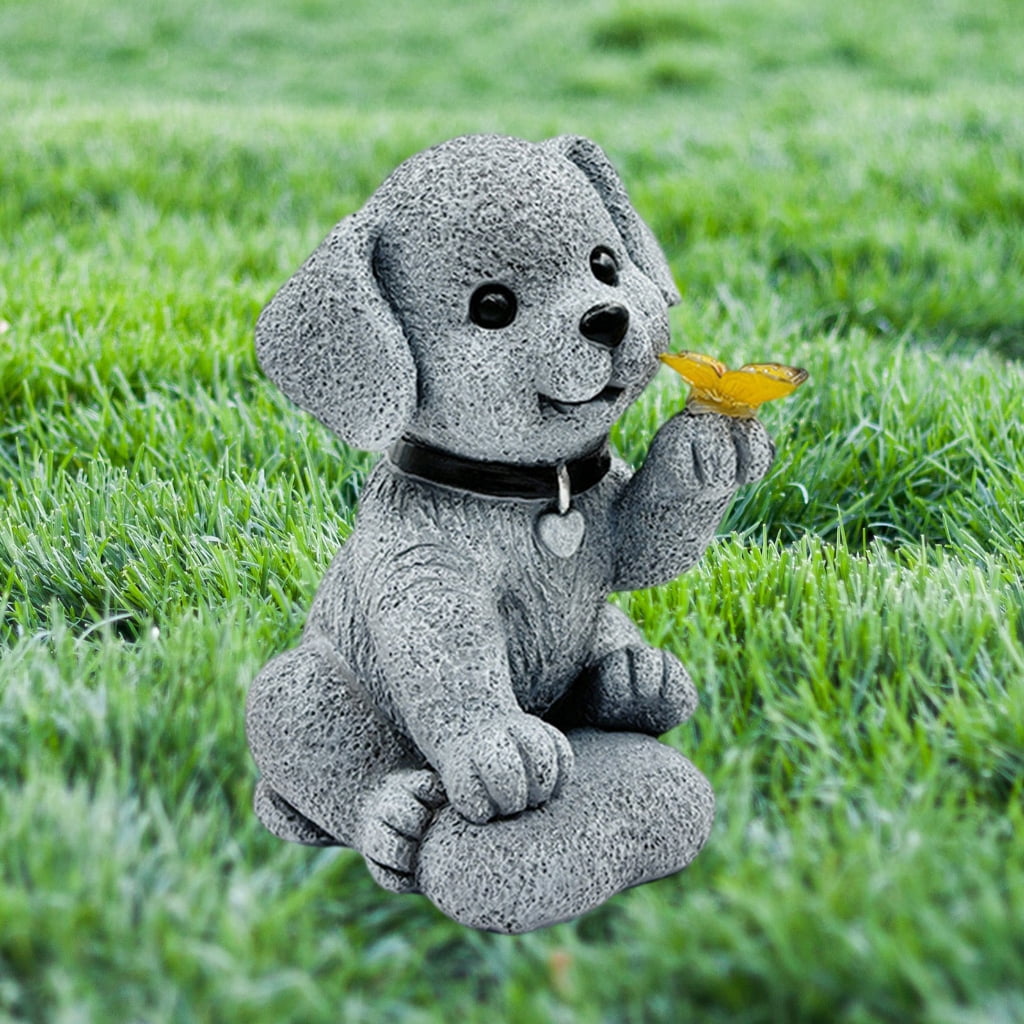 Solar Dogs Garden Statue Outsides Decorations Puppy Ornaments with Solar Lights Yard Art Birthday Gifts Funny Solar Dogs