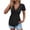 Black, variant on Women's Short Sleeve T-Shirts Front Twist Knotted V-Neck Summer Tees Tops Casual Loose Lightweight Comfortable Tee Shirts