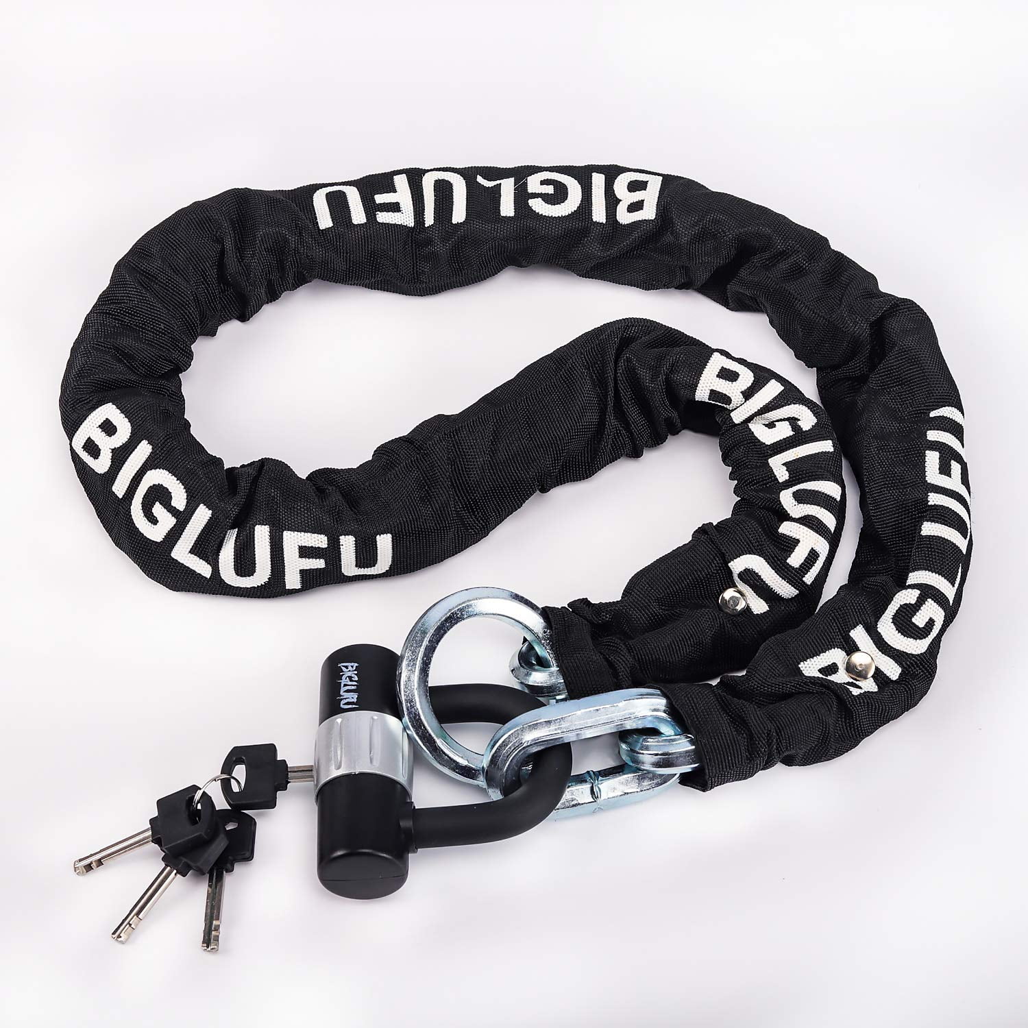 BIGLUFU Motorcycle Chain Locks Heavy Duty 5ft Long, Cut Proof 0.5 inch Thick Colorful Square Chains with 4 Keys 12mm U Lock for Motorcycles, Bike, Generator, Gates.