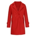 thumbnail image 4 of UTSJKR Women's Winter Wool Blend Trench Coat Casual Lapel Woolen Coats Trendy Mid-Length Single Breasted Jackets Business Dressy Work Peacoats Red XXXL, 4 of 6