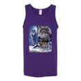 thumbnail image 2 of Wolves and the Moon in the Winter Night | Mens Animal Lover Graphic Tank Top, Purple, Medium, 2 of 3