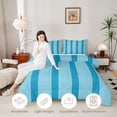 thumbnail image 3 of Castle Fairy Boho Thin Vertical Stripe Twin Comforter Sets 2pcs,Tribal Wide Band Bedding Set,Teal White,Reversible,1 Comforter and 1 Pillowcase, 3 of 6