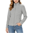 thumbnail image 3 of Women Fleece Jacket Sevevn Stand Collar Slim Fit Polar Fleece Fabric Full Zip Long Sleeve Outerwear With Zipper Pockets For Hiking Travel Daily Outdoor Wear, 3 of 8