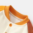 thumbnail image 4 of Varsity Jacket for Girls Boys Baseball Bomber Jacket Fall Winter Windbreak Coat Kids Colorblock School Uniform (0-12M, Orange), 4 of 7