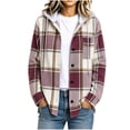 thumbnail image 2 of ZZkhGO Women's Plaid Hooded Button‑Front Cardigan Coat Long Sleeve Oversized Outerwear with Chest Pocket, 2 of 6