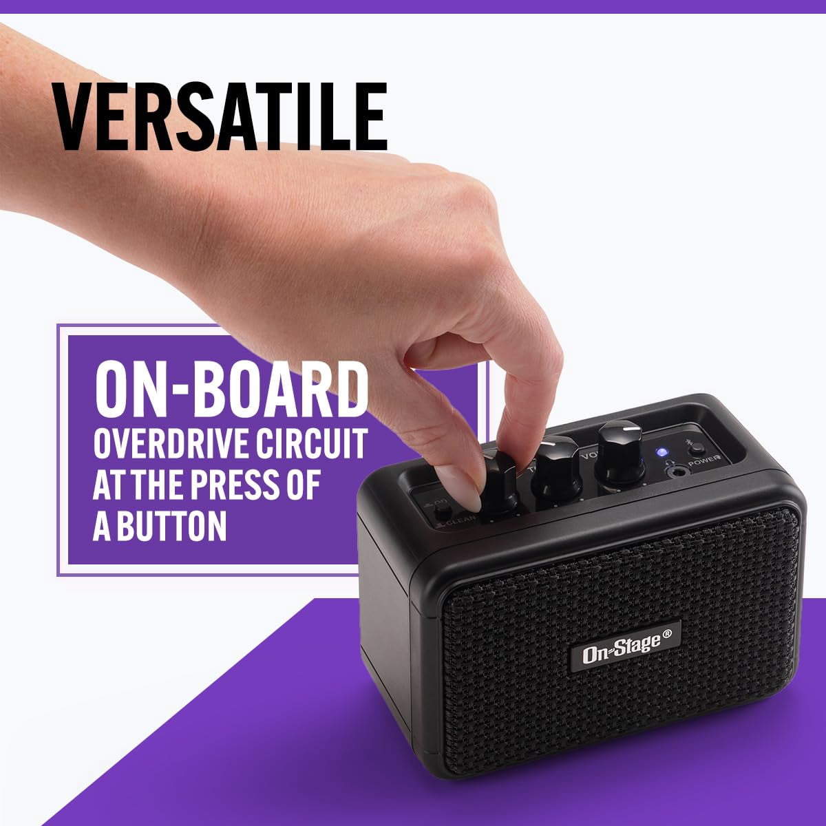 On-Stage 4" Travel Electric Guitar Amp - Lightweight&Portable, Bluetooth, USB C, Full Range Speakers, 3-Hour Charge for 7Hours Playtime