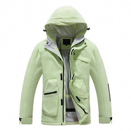MIASHUI Mens Jacket Ski Suit Unisex Outdoor Windproof Waterproof Warm Single Board Double Board Ski Clothing Snow Season Light Green L