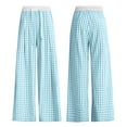 thumbnail image 4 of ABATAB Pajama Pants for Women Soft Comfy Wide Leg Plaid Sleepwear Elastic Waisted Casual Baggy Lightweight Beach Pj Bottom, 4 of 5