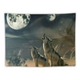 thumbnail image 5 of Creowell  Wolf Tapestry Wall Hanging Wild Animal Wall Tapestry Wolves Howl in Snowy Tapestries Winter Snow Scene Wall Decor Blanket for Bedroom Room Dorm Kids Room 60x50inch, 5 of 6