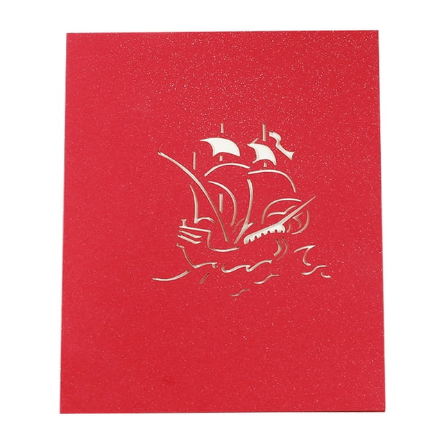 1pc Creative 3D Paper Christmas Hollow Sailboat Greeting Cards Christmas Cards