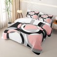 thumbnail image 3 of Castle Fairy Minimalist Circle Twin Quilt Set 2 Pieces,Mid Century Ring Shape Twin Coverlet Set,Pink Gray Black White,1 Bedspread and 1 Pillowcase, 3 of 7
