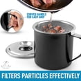 thumbnail image 6 of Zulay Kitchen Bacon Grease Container With Strainer - 1L Stainless Steel Cooking Oil Container With Lid & Handle - Large Ghee Container or Bacon Fat Container Perfect For Storing Fats & Frying Oils Black, 6 of 9