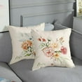 thumbnail image 4 of Throw Pillow Covers Home Decor Set of 4 Pink Flower Rose Leaves Floral Pillow Cases Decorative 18 x 18 Inches Outdoor Cushion Couch Sofa Pillowcases, 4 of 6