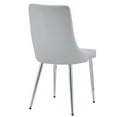 thumbnail image 3 of Contemporary Faux Leather and Metal Dining Chair Set of 2 Grey and Chrome, 3 of 10