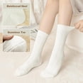 thumbnail image 2 of 10AGIRL Crew Socks for Women, 4 Pack  Thick  Knit  Cotton  Aesthetic Calf  Socks White, 2 of 4