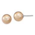 thumbnail image 4 of 925 Sterling Silver Rhodium-Plate 10-11mm White /Champagne /Brown Imitation Shell Pearl Earring Set, 4 of 7