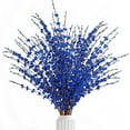 thumbnail image 1 of Xiao Hua 10 flores artificiales de jazmín de 75 cm de largo, ramo de flores falsas, ramas secas de jazmín artificial (azul), 1 of 5