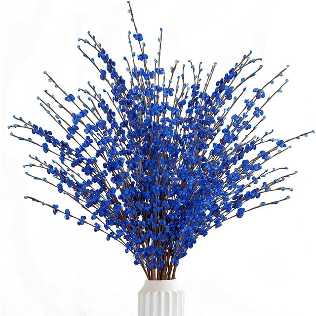 Xiao Hua 10 flores artificiales de jazmín de 75 cm de largo, ramo de flores falsas, ramas secas de jazmín artificial (azul)