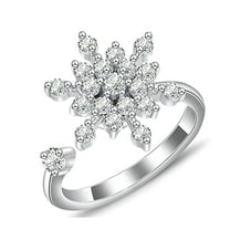 Aellinatey Silver Snowflake Winding Stackable Ring Spinner Rings for Couple Women Men