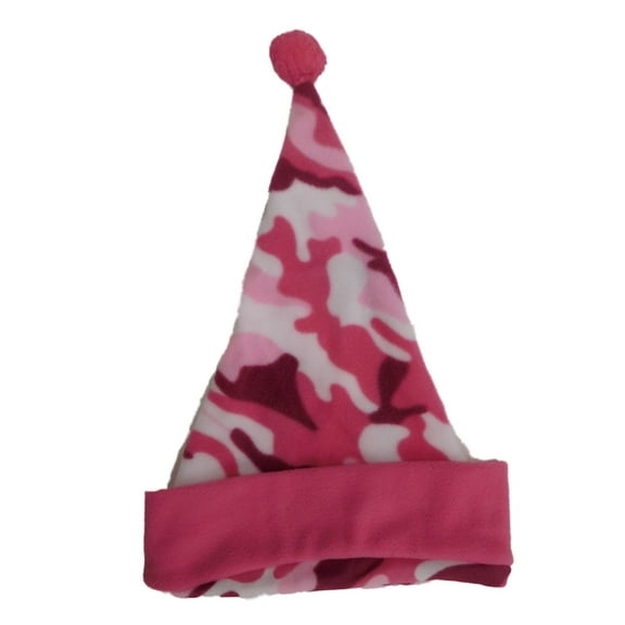 Womens Pink Camo Print Santa Claus Hat Camouflage