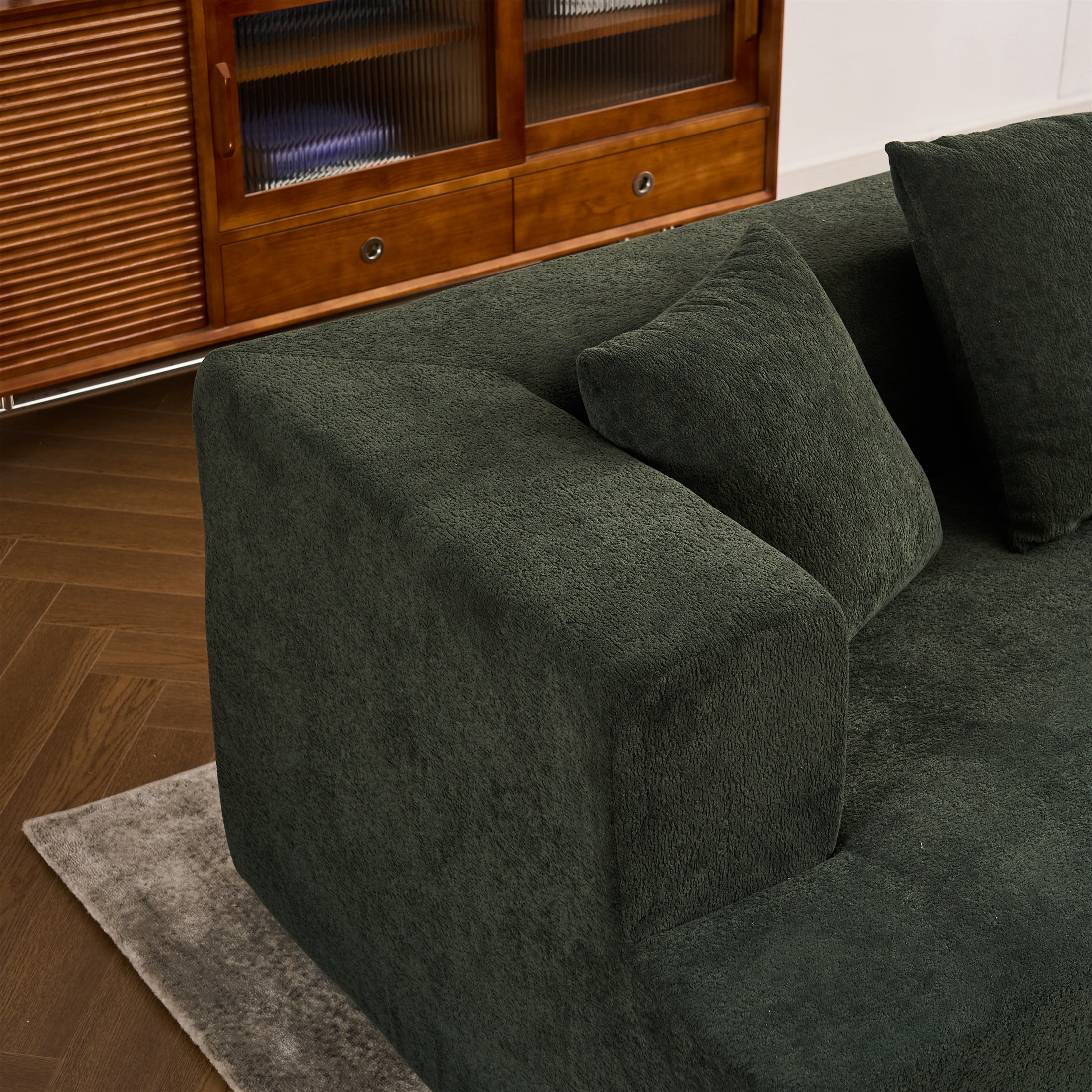 Aukfa 130" Oversized Cloud Sectional Couch Modular Sofa for Living Room, Installation Free, Green
