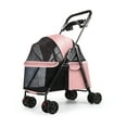 thumbnail image 2 of Lanzxjv 4 Wheels Dog Cat Stroller, Outdoor Travel Pet Folding Stroller, Dog Cat Cage Stroller with Cup Holder, Visible Window for Medium Small Dog, 2 of 7