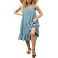 thumbnail image 4 of Robe Maxi Ample à Volants Sans Manches à Bretelles Épaisses Réglables pour Femmes avec Poches, 4 of 7