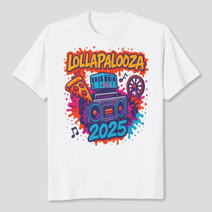 Lollapalooza 2025: Retro Music Festival Graphic, Psychedelic