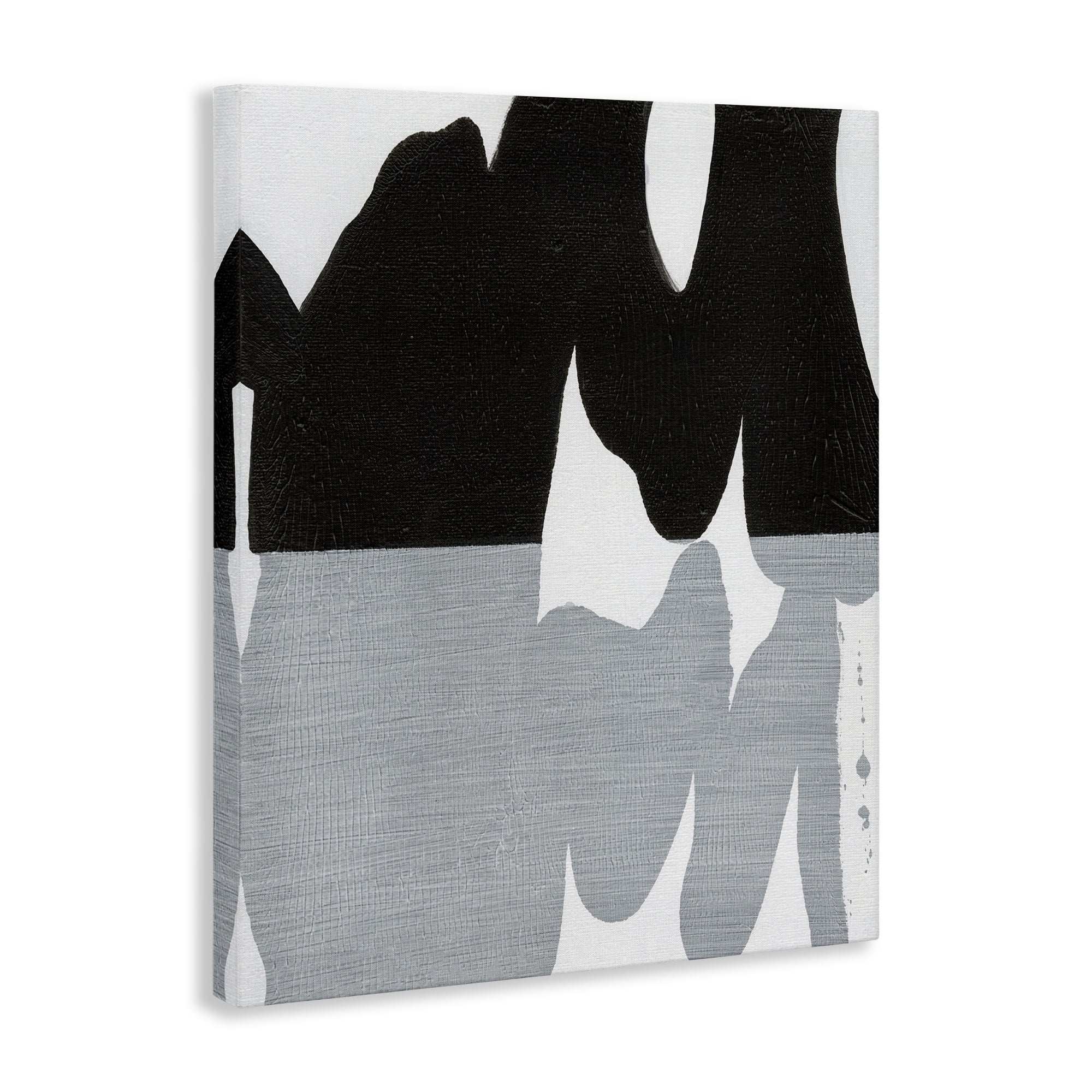 Stupell Industries Black Organic Form Abstract Painting Gallery Wrapped Canvas Art Print Wall Art, 16 x 20