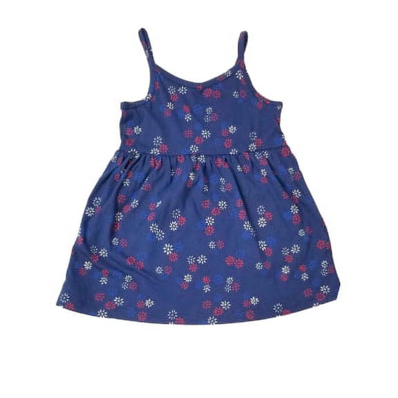 Infant & Toddler Girls Navy Dress with Red White and Blue Flowers Summer 12M