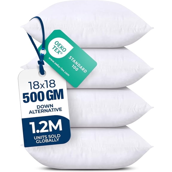 Utopia Bedding 18x18 White Throw Pillow Inserts (Set of 4) – Soft Decorative Pillow Inserts for Couch, Sofa & Bed
