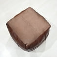 thumbnail image 2 of Square Shaped Goat Leather Handmade Eco-Friendly Brown Pouf - Square Shape Pouf, 14" x 14"x 14", Geometric Pouf, Goat Leather Pouf, Recycled Cotton Fill Stuffed Pouf, Leather Seating Pouf, 2 of 5
