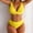 Yellow, variant on EGNMCR Bikini Set Women's Bikini Solid Set Swimsuit Two Piece Filled Bra Swimwear Beachwear