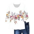 thumbnail image 3 of BSDJILFG White T-Shirt Women Plus Size 3/4 Sleeve Summer Tops Dressy Casual Floral Print Loose Tunic Blouse, 3 of 4