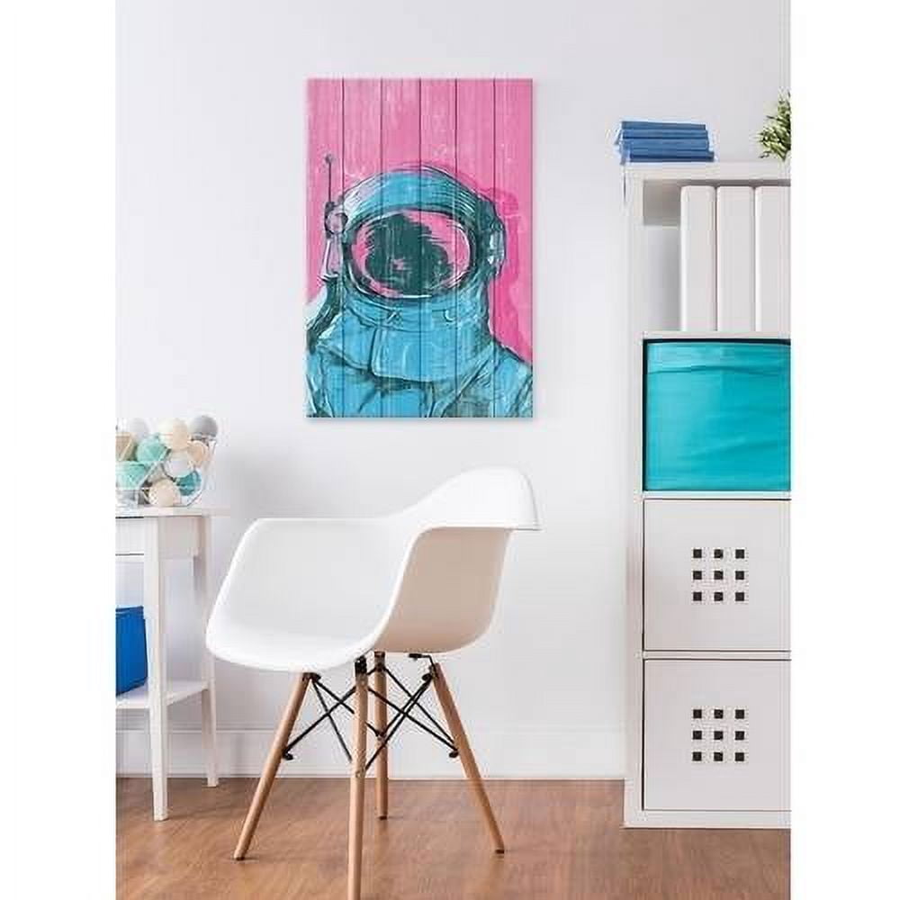 The Astronaut Painting Print on White Wood