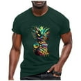 thumbnail image 2 of Mens T-Shirts Soft Summer Pineapple Print Round Neckline Short Sleeve Slim Fit Casual Breathable T Shirt, 2 of 5