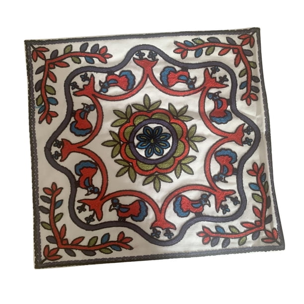 Funda de almohada decorativa bordada, decoración del hogar, funda de cojín floral Rojo y verde