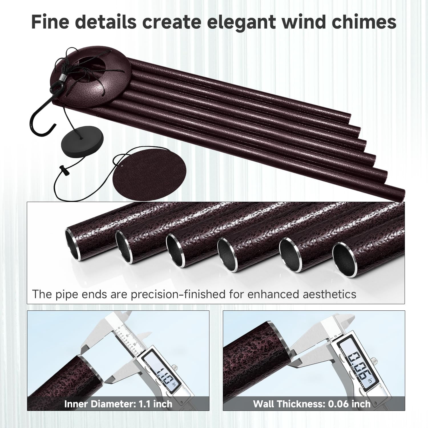 66" Extra Large Wind Chimes For Outside Deep Tone  6 Thick And Bold Aluminum Tubes Tuned Relaxing Melody Chime Big Garden Patio Decor Great Gift Idea Mother's Day (bronze)