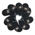 thumbnail image 2 of Paquete de 10 para la cabeza de hierro para golf, protector clásico para palos de golf de cuello largo con etiqueta numérica para la mayoría de Negro Macarena Cubierta de cabeza de hierro de golf, 2 of 8