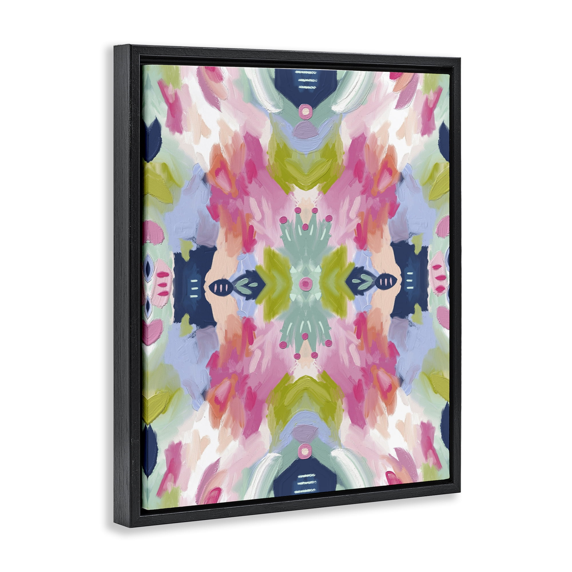 Stupell Industries Kaleidoscopic Floral Mandala Black Framed Floater Canvas Wall Art, design by Lisa Nohren