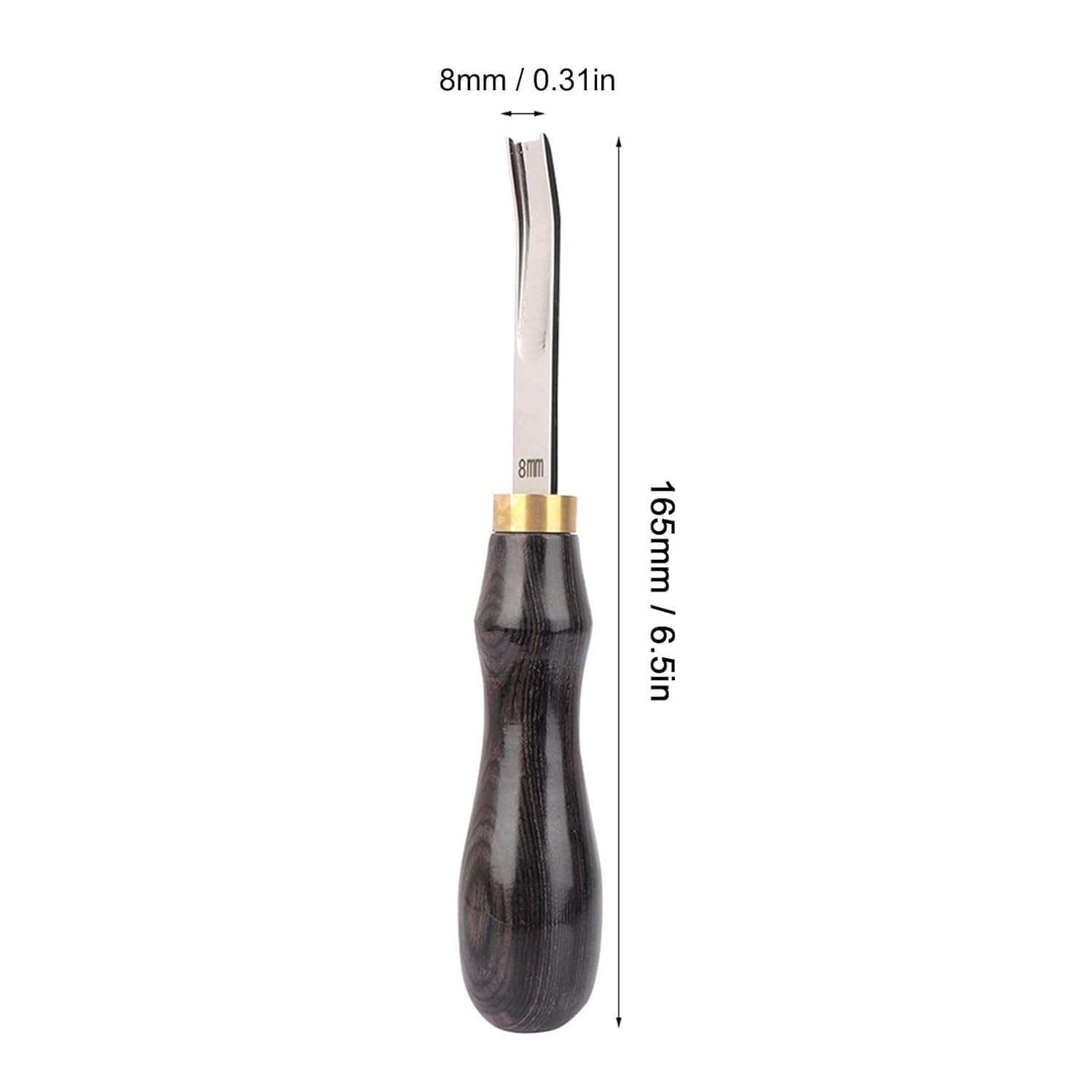 ABCISI Skiving Tool with Comfortable Wood Handle, Leathercraft Beveler Skiving DIY Craft Tool for Cutting Leather Edges Scraping Thickness Making Pull Link Heads (Black 8mm)