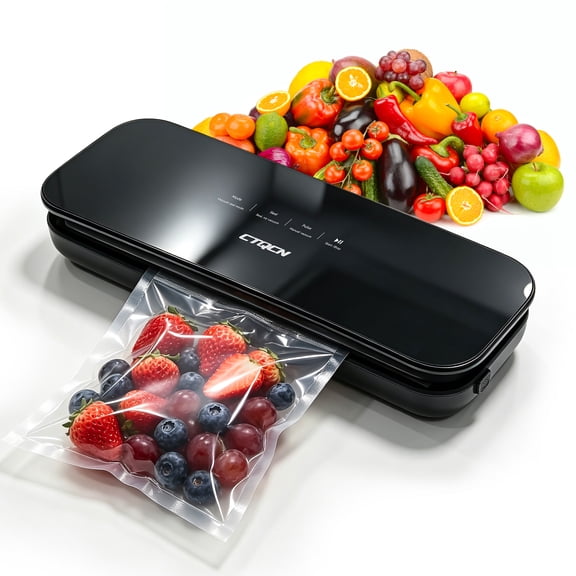 8-in-1 Vacuum Sealer with 80kPa Suction, Dry & Moist Modes, Built-in Cutter & Bag Storage, Includes 10 Bags 1 Roll for Food Preservation